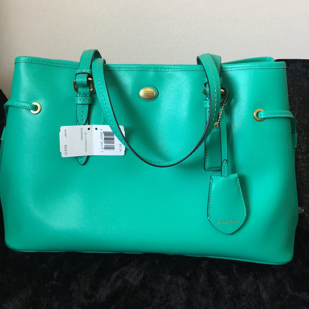 Coach Peyton Drawstring Leather Carryall Purse